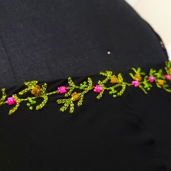 Vintage Y2K Betsey Johnson Whimigoth Embroidered Beaded Floral Midi Slip Dress - Picture 4 of 10